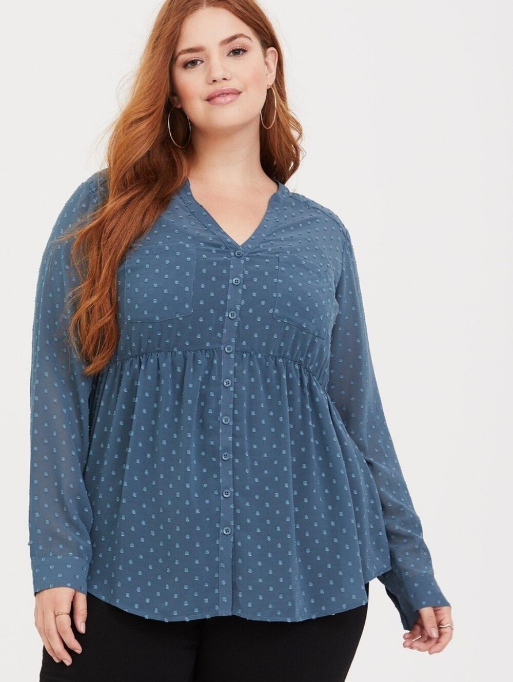 Torrid, Plus Size 2, 18-20, Tunic Summer, Sheer Top, Steel Blue, Pretty!